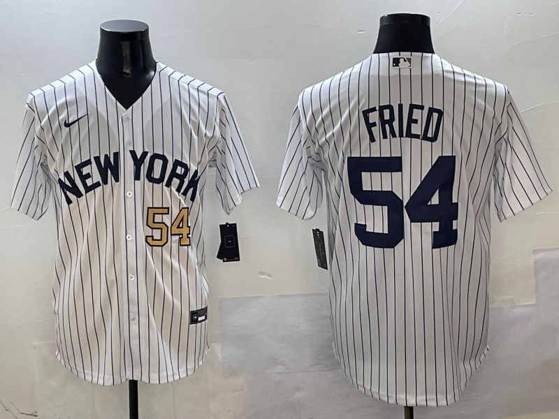 Men New York Yankees 54 Fried White Stripe Game Nike 2025 MLB Jersey style 10